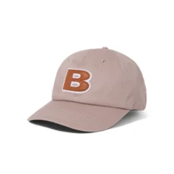 B Logo 6 Panel Cap, Khaki
