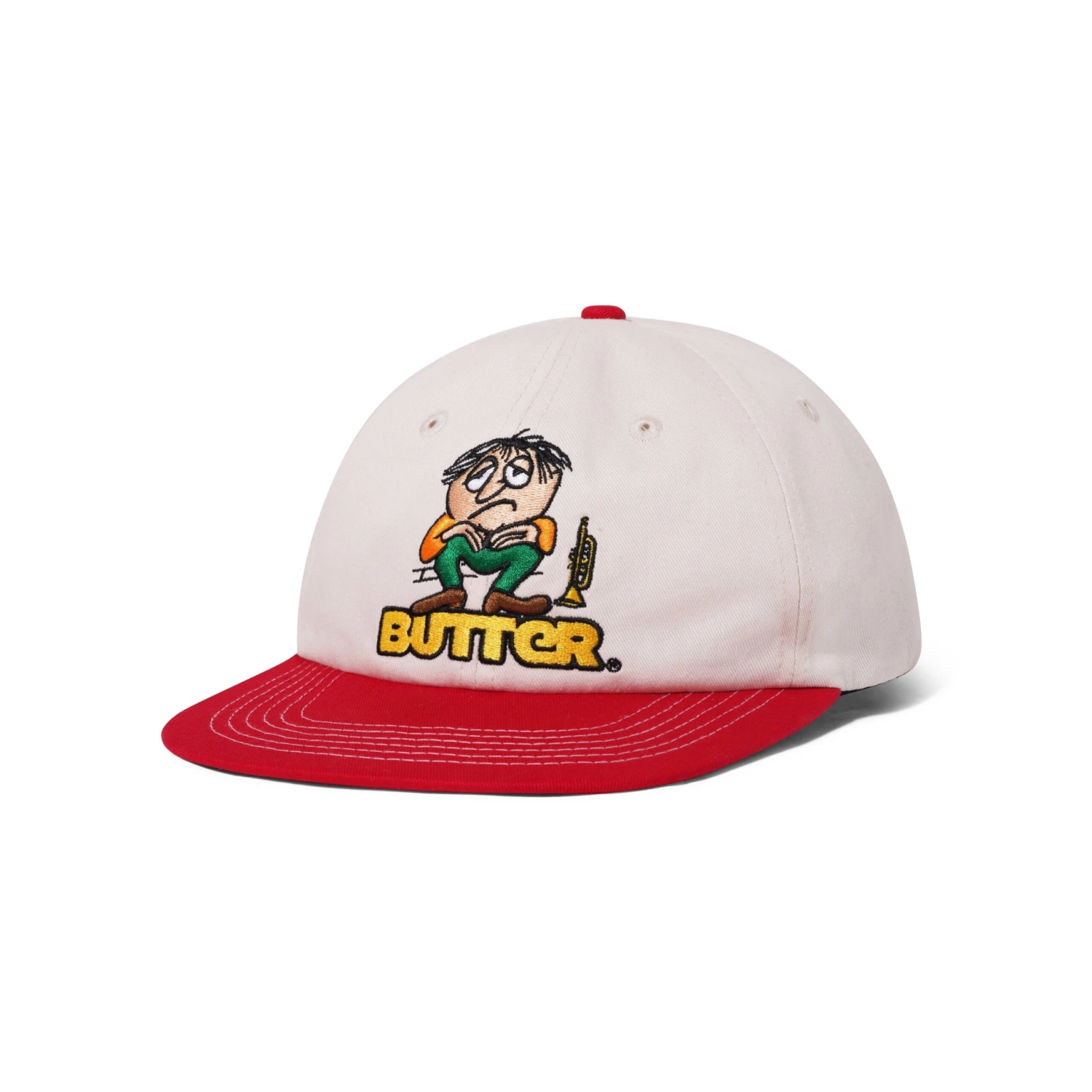 Blues 6 Panel Cap, Natural / Cherry 1 Blues 6 Panel Cap, Natural / Cherry