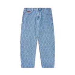 Chain Link Denim Jeans, Washed Indigo