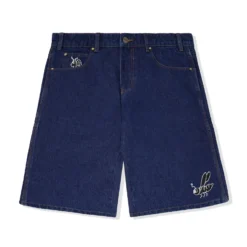 Critter Baggy Denim Shorts, Dark Indigo