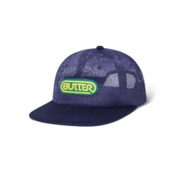 Mesh Shallow Snapback Cap, Indigo