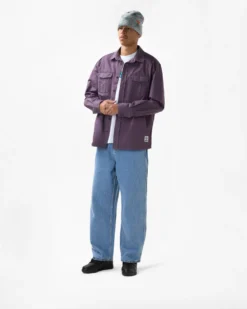 Washed Pocket L/S Shirt, Eggplant -Men Clothing Sales Q423 D1 ECOM 4059