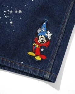 Sorcerer Baggy Denim Shorts, Dark Indigo Bleach Splatter -Men Clothing Sales SorcererBaggyDenimShortsDarkIndigoBleachSplatter4