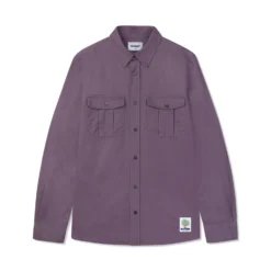 Washed Pocket L/S Shirt, Eggplant