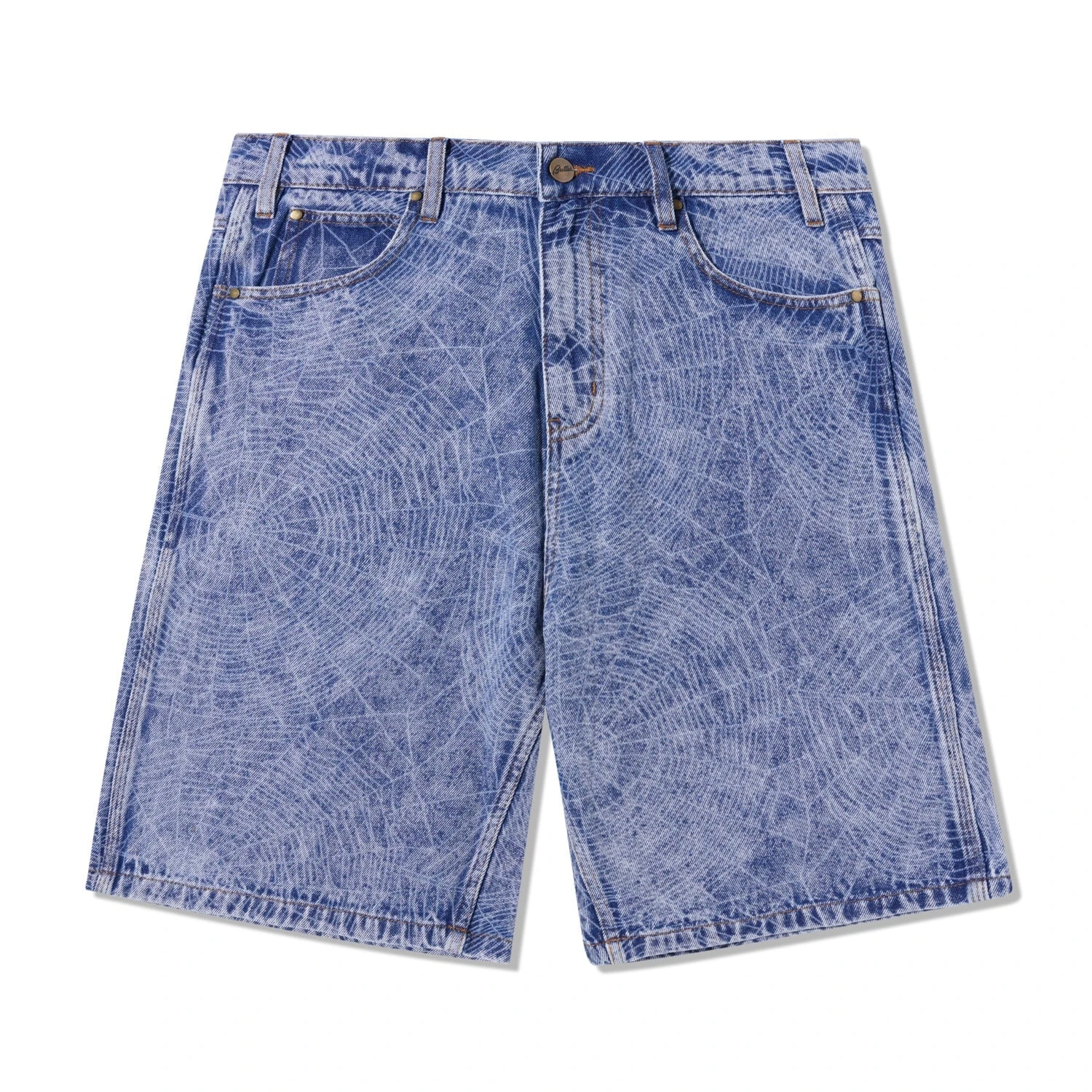 Web Denim Shorts, Acid Wash Indigo